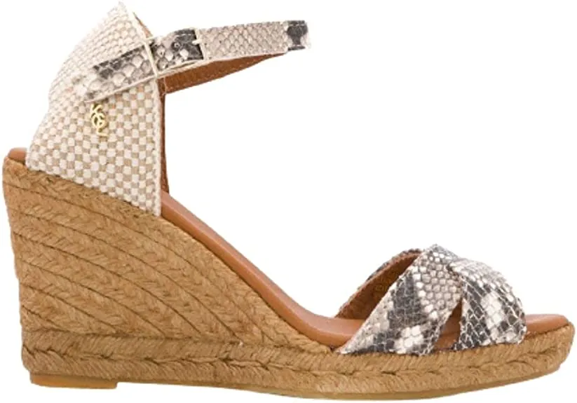 Kurt Geiger Women's Leona Wedge Espadrille Sandals-Gray Size 8