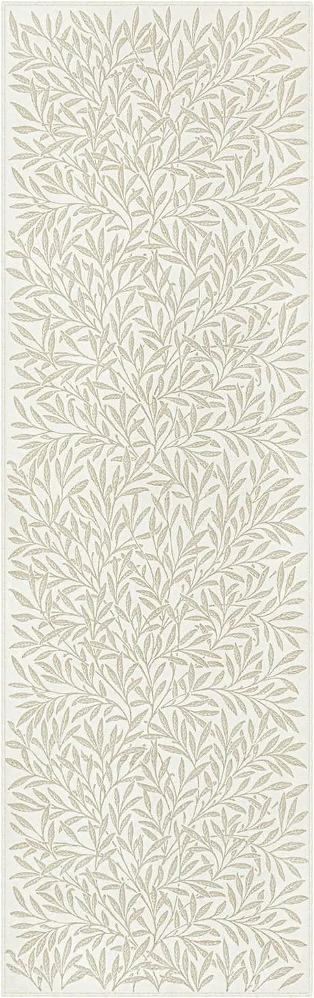 Lahome Botanical Boho Runner Rug, Soft Modern Kitchen Rug Non Slip, Washable Leaf Carpet Runner for Hallway 8ft, Non Shedding Plant Carpet for Entryway Porch (2'5''x8', Beige)