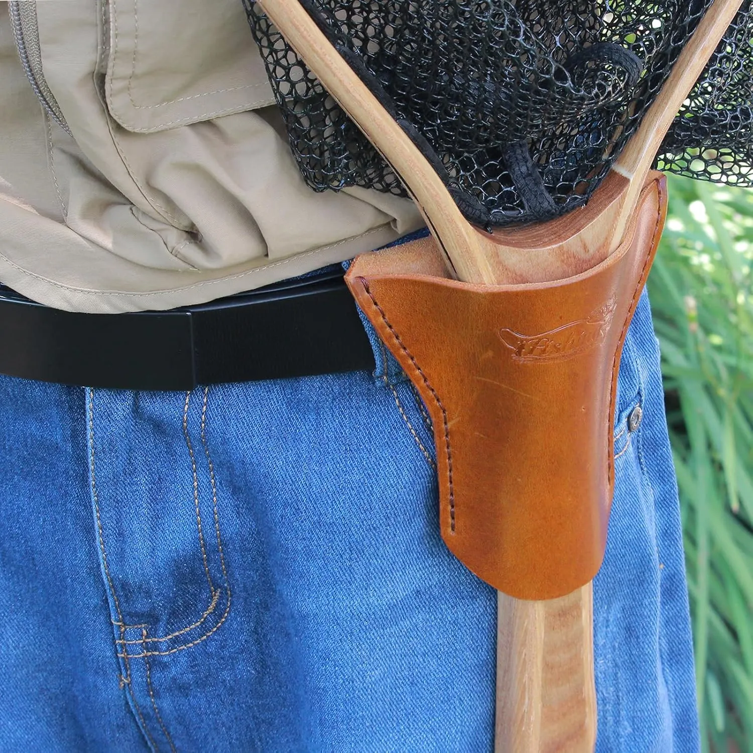 Leather Landing Net Holster for Fishing,Standard Size