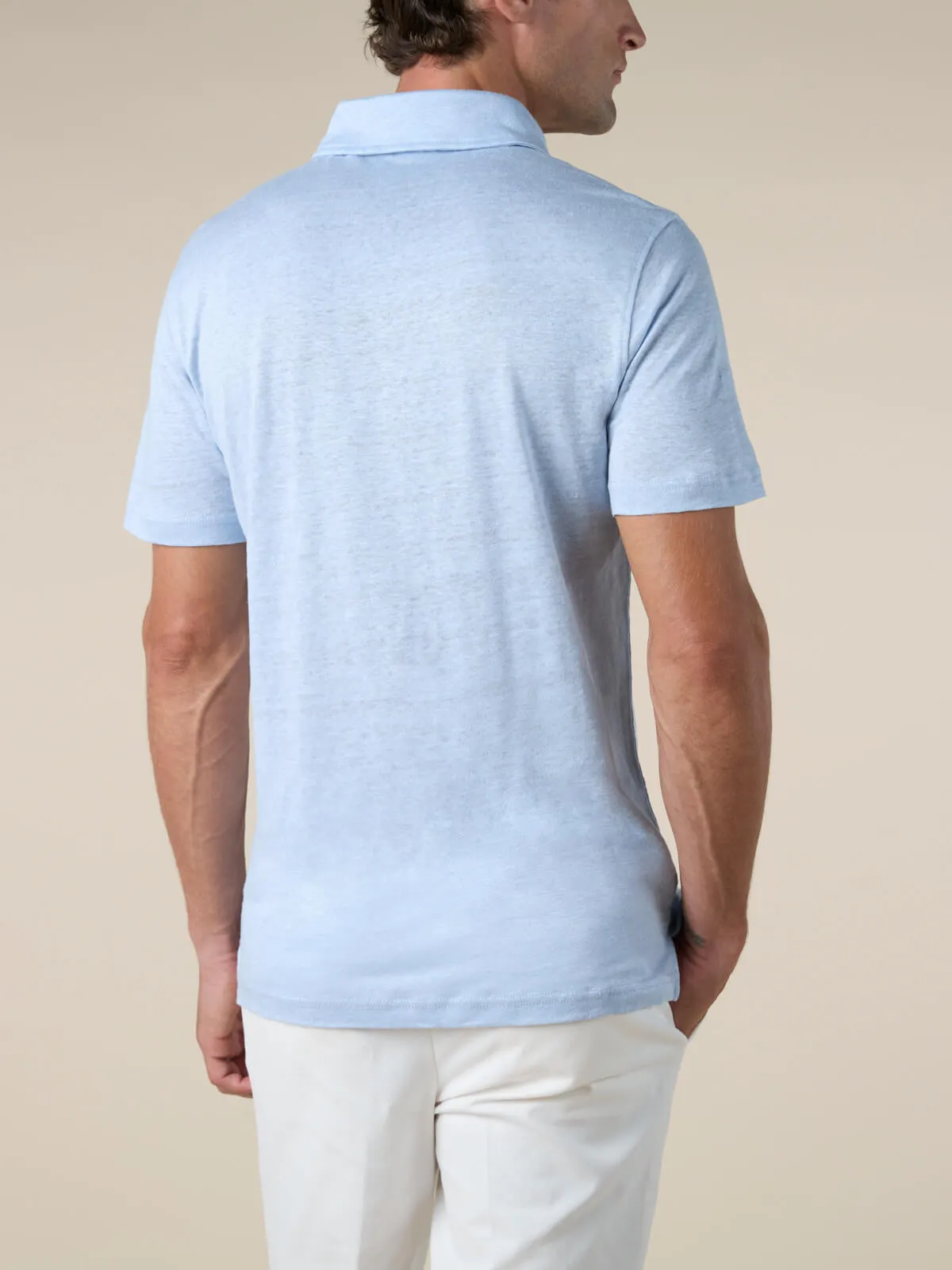 Light Blue Linen Polo Shirt