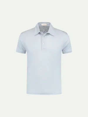 Light Blue Linen Polo Shirt