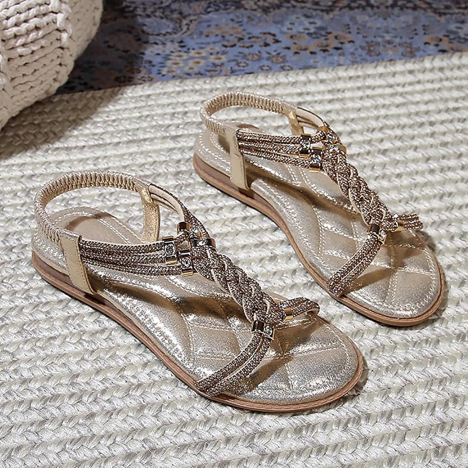 Lightweight Flat Sandals for Women Comfortable Ankle Strap Outdoor Walking Shoes Plantar Fasciitis Sandals