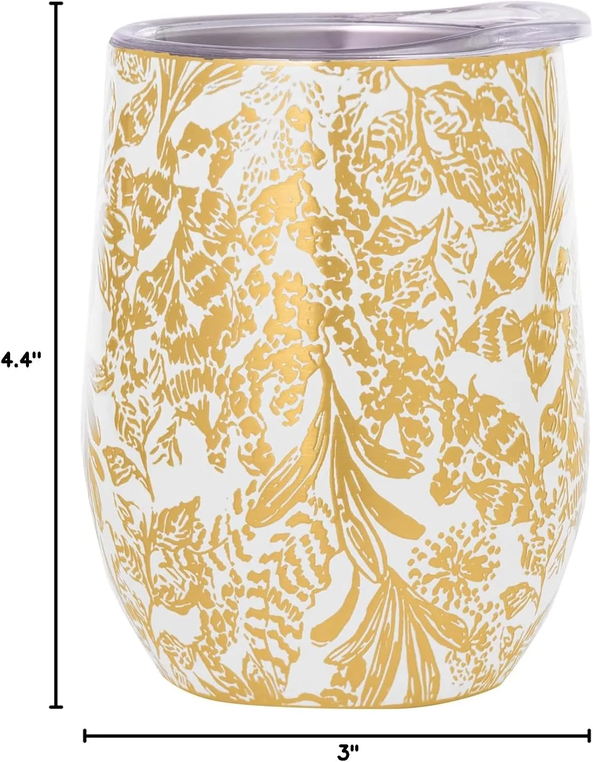 Lilly Pulitzer 12oz Insulated Tumbler with Lid, Stainless Steel Travel Wine Glass, Double Wall Metal Cup, Calypso Coast (Gold)