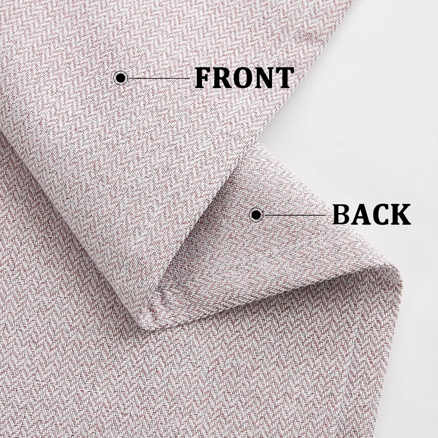 Linen Full Blackout Curtains Pink for Bedroom 84 inches Length Energy Saving Burlap Texture Window Curtains for Living Room Chevron Room Darkening Curtain Drapes 50" w x 2 Panels, Grommet Top