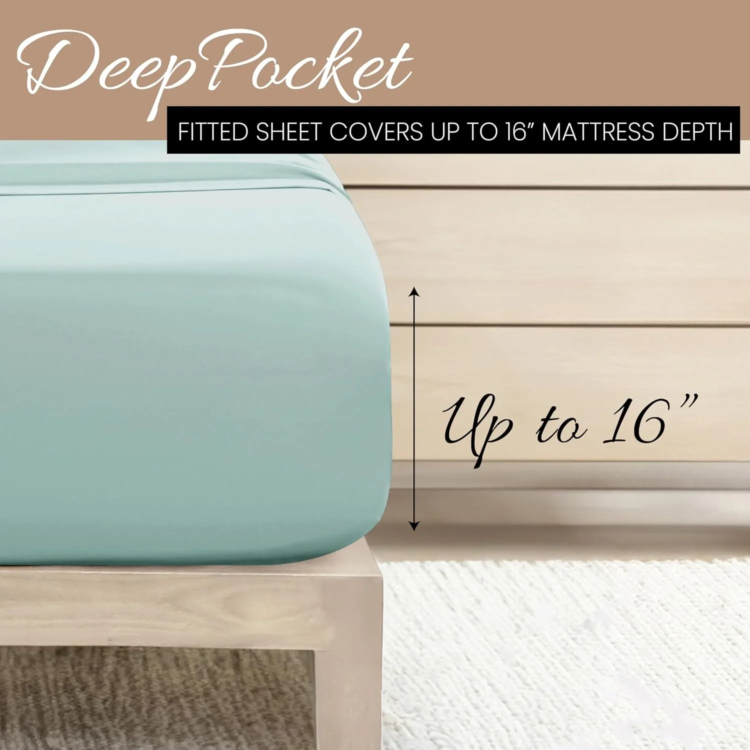 Linen Market Double-Brushed Microfiber Queen Sheet Set 4 Piece – Oeko-TEX Certified Ultra Soft & Wrinkle-Free - 16" Deep Pocket Sheets - Easy Care Queen Size - Aqua