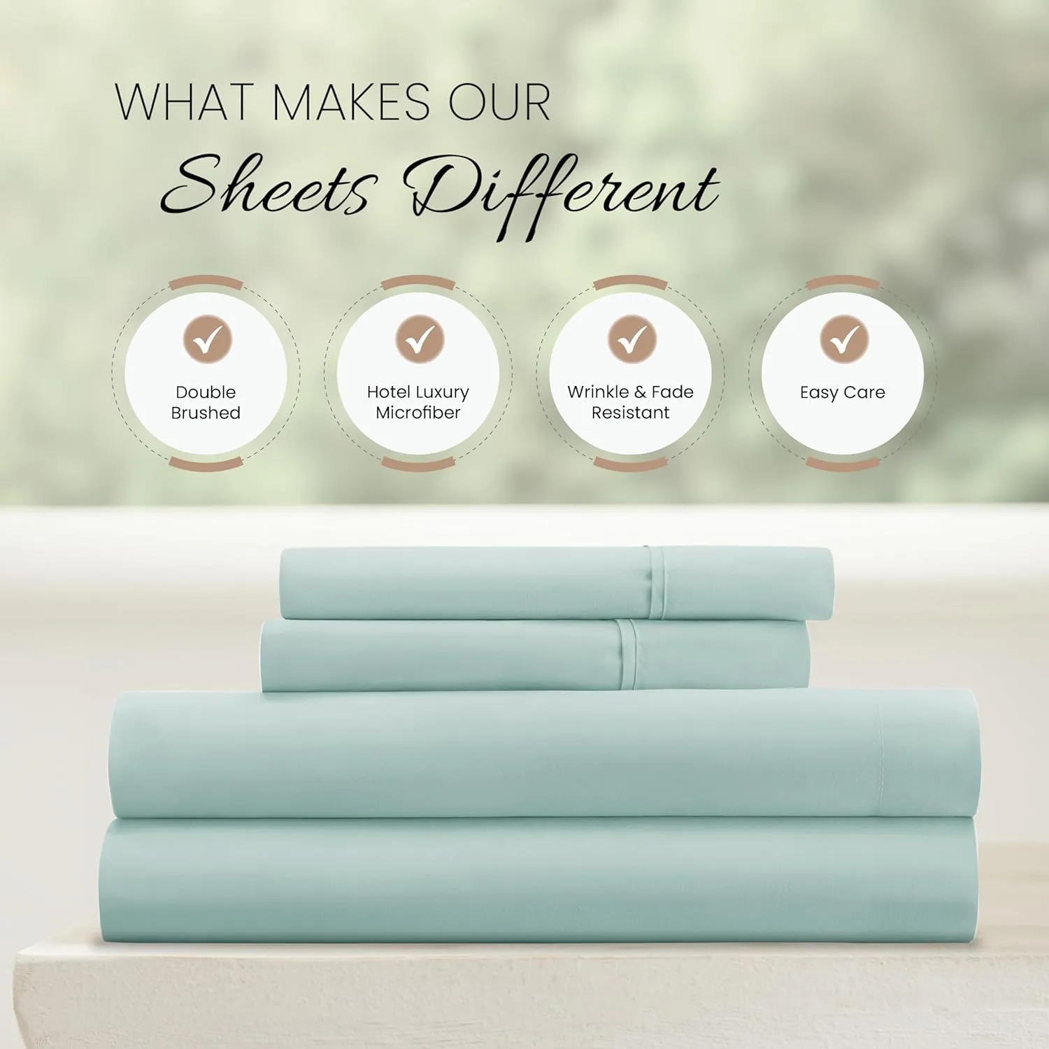 Linen Market Double-Brushed Microfiber Queen Sheet Set 4 Piece – Oeko-TEX Certified Ultra Soft & Wrinkle-Free - 16" Deep Pocket Sheets - Easy Care Queen Size - Aqua