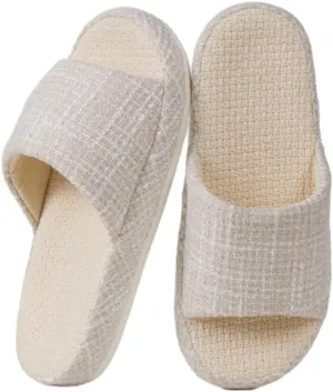 Linen Slippers for Women Men Spring Summer Shoes Indoor Outdoor Soft Slide Sandals Slip-on House Shoes Home Shoes 2025