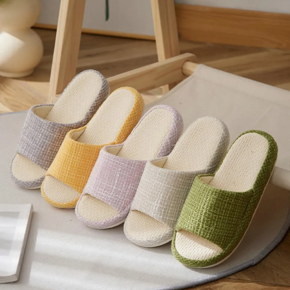 Linen Slippers for Women Men Spring Summer Shoes Indoor Outdoor Soft Slide Sandals Slip-on House Shoes Home Shoes 2025
