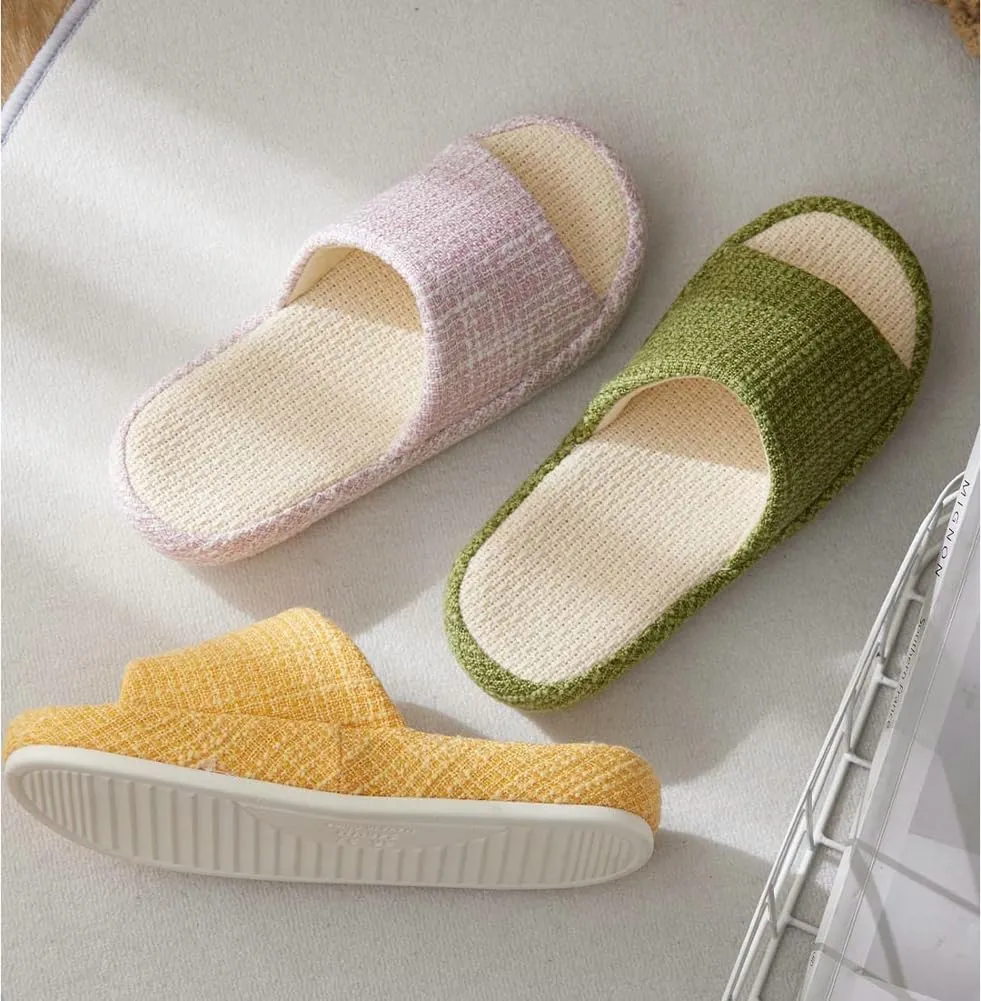 Linen Slippers for Women Men Spring Summer Shoes Indoor Outdoor Soft Slide Sandals Slip-on House Shoes Home Shoes 2025