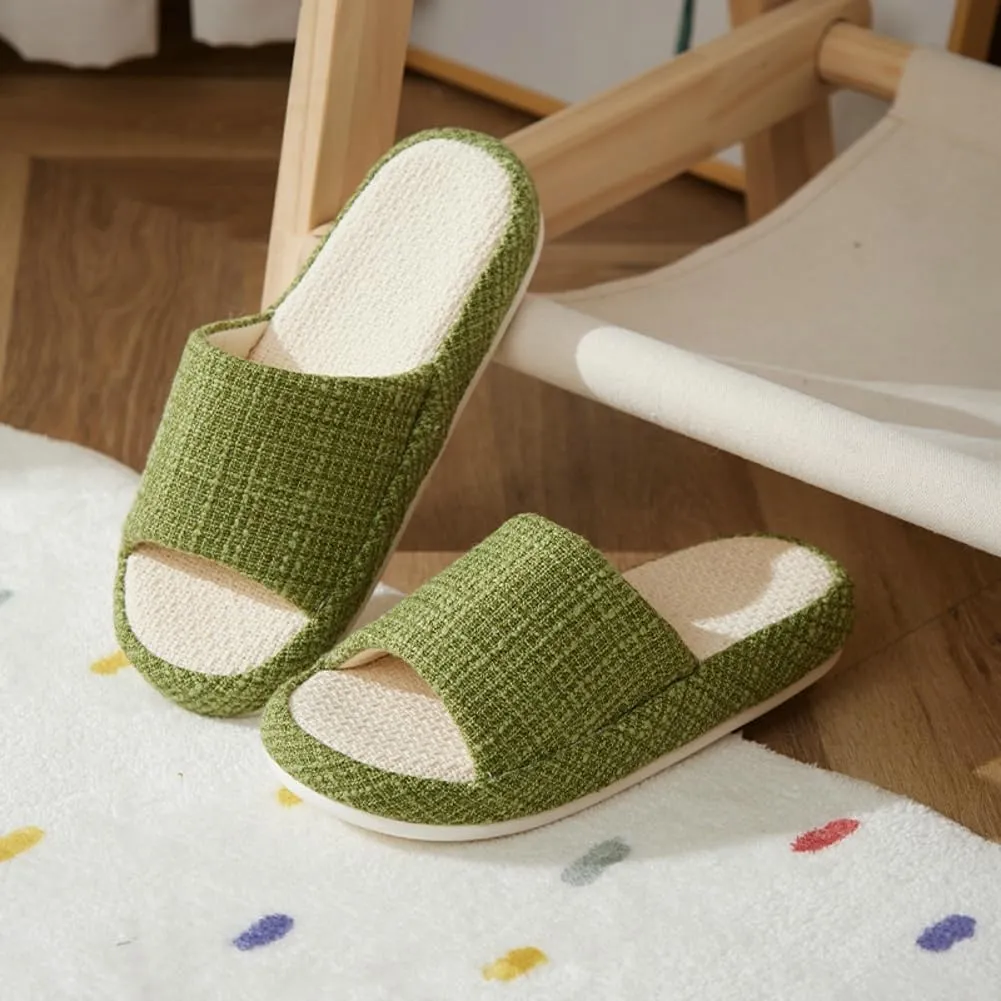 Linen Slippers for Women Men Spring Summer Shoes Indoor Outdoor Soft Slide Sandals Slip-on House Shoes Home Shoes 2025