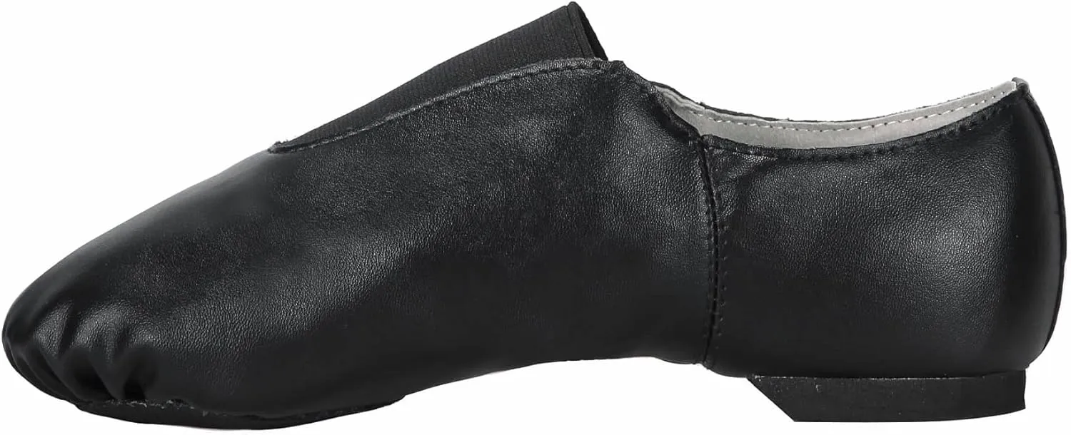 Linodes Unisex PU Leather Upper Slip-on Jazz Shoe with Up Elastic for Women and Men's Dance Shoes-UPD