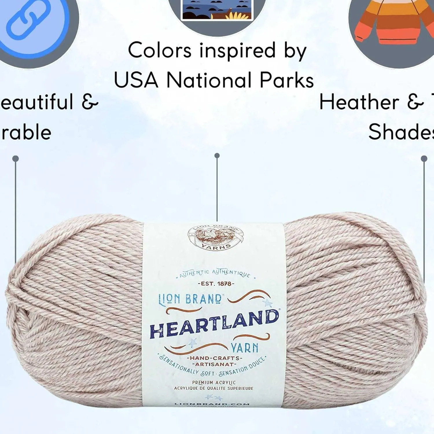 Lion Brand Heartland Wolf Trap 136-102 (3-Skeins - Same Dye Lot) Worsted Medium #4 Acrylic Yarn for Crocheting and Knitting with Project Bag