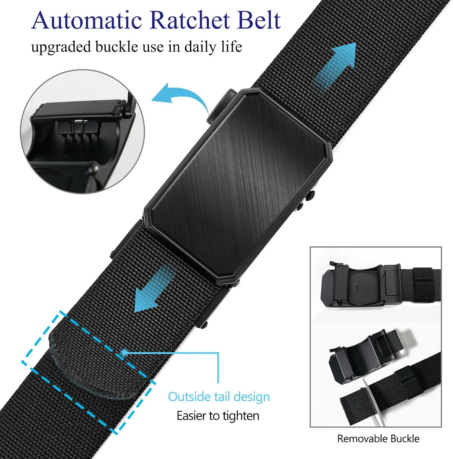 LionVII Mens Belt Ratchet Elastic, Stretch Belt for Work Slide with Automatic Buckle for Men, Adjustable to Fit 28-49" Waist