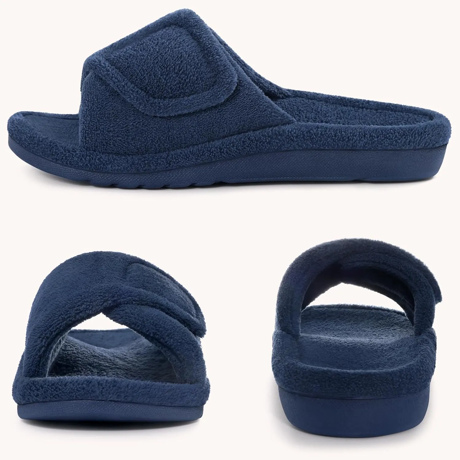 Litfun Women's Orthopedic Slippers with Arch Support Adjustable Open Toe House Shoes for Plantar Fasciitis