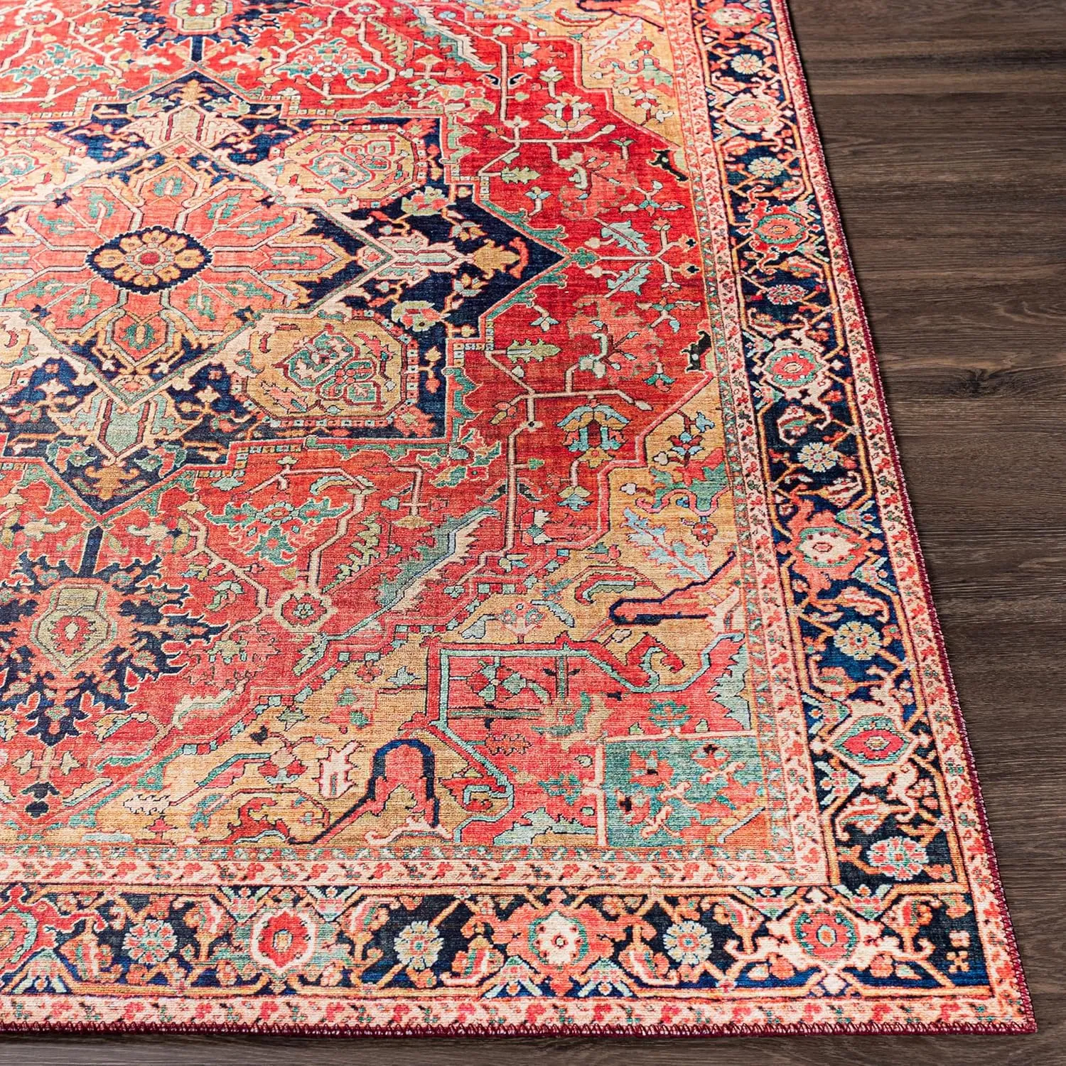 Livabliss Alfons Medallion Oriental Area Rug,7'6" x 9'6",Red/Gold