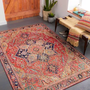 Livabliss Alfons Medallion Oriental Area Rug,7'6" x 9'6",Red/Gold