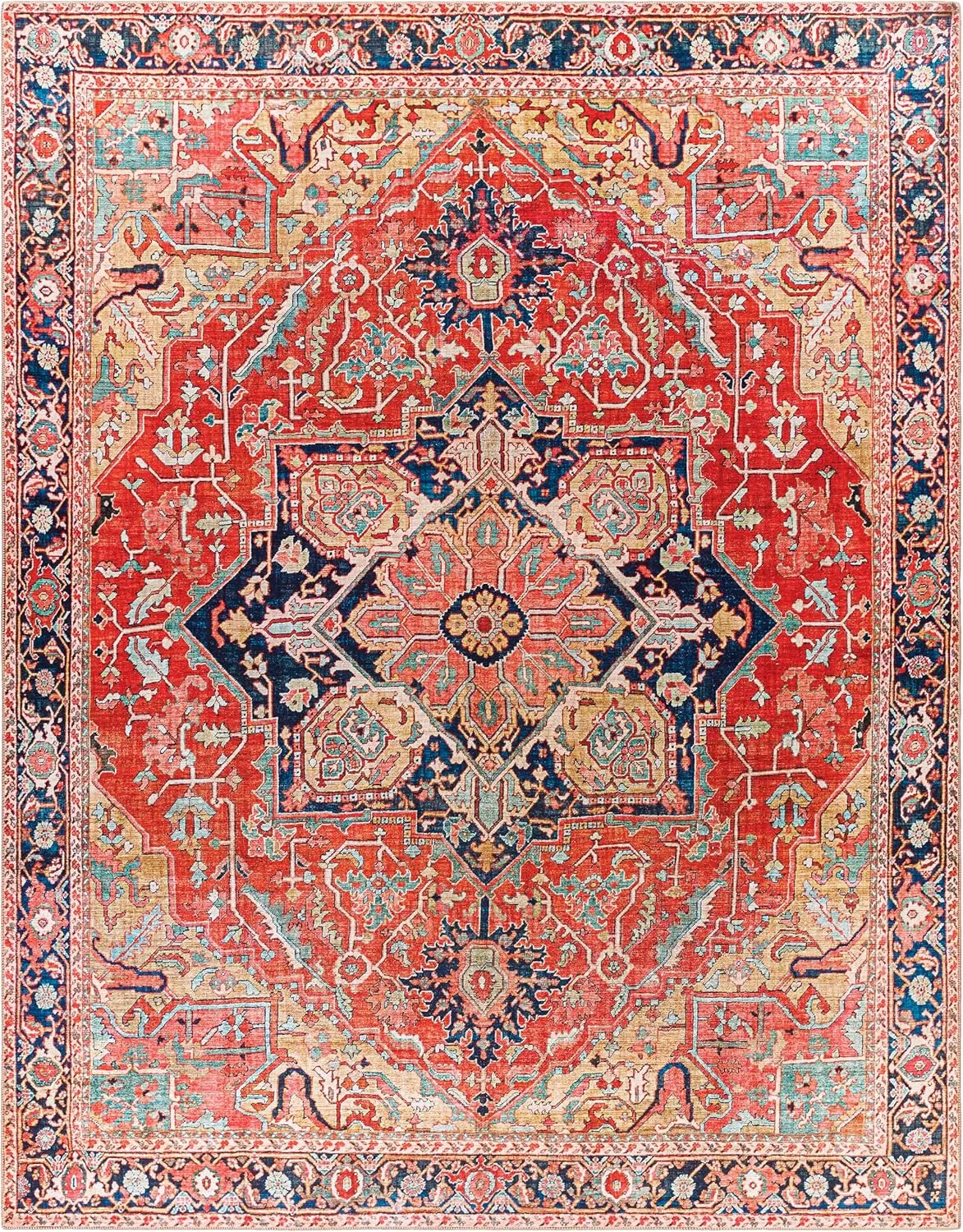 Livabliss Alfons Medallion Oriental Area Rug,7'6" x 9'6",Red/Gold