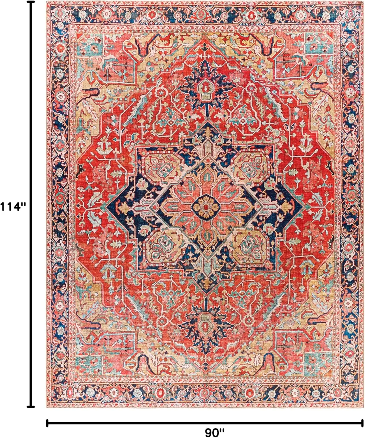 Livabliss Alfons Medallion Oriental Area Rug,7'6" x 9'6",Red/Gold