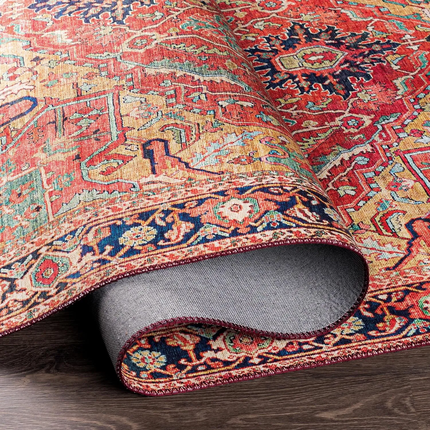 Livabliss Alfons Medallion Oriental Area Rug,7'6" x 9'6",Red/Gold