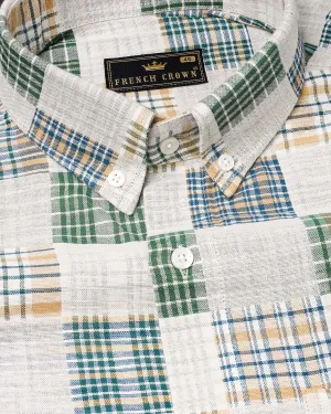 Loafer Off-White Multicolour Plaid Chambray Textured Premium Cotton Shirt
