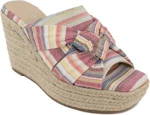 LONDON FOG Womens Heidi Espadrille Wedge Sandals with Knotty Bow Detail