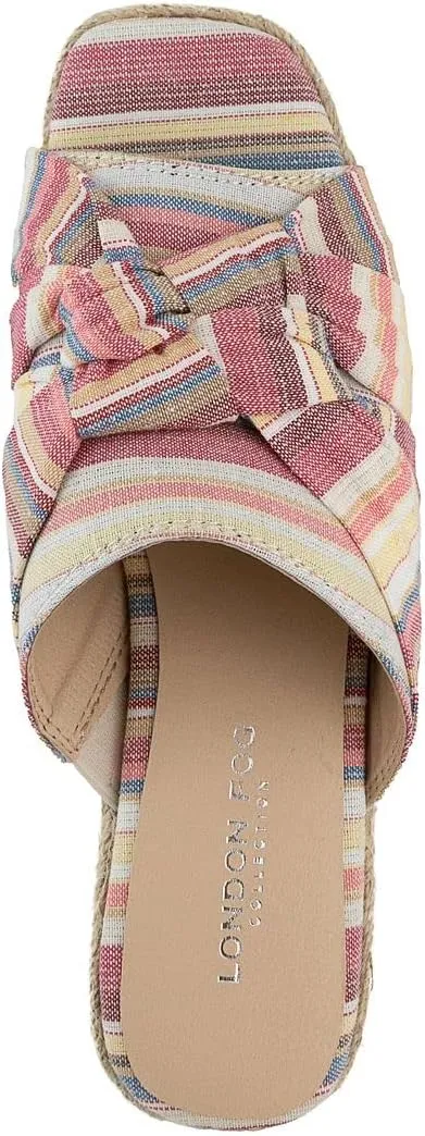 LONDON FOG Womens Heidi Espadrille Wedge Sandals with Knotty Bow Detail