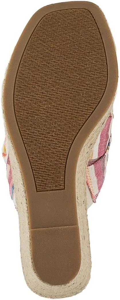 LONDON FOG Womens Heidi Espadrille Wedge Sandals with Knotty Bow Detail
