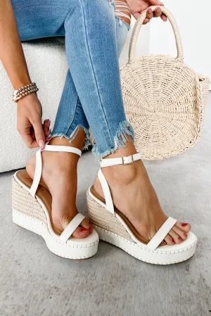 Lowen Espadrille Platform Wedge Sandals (White)