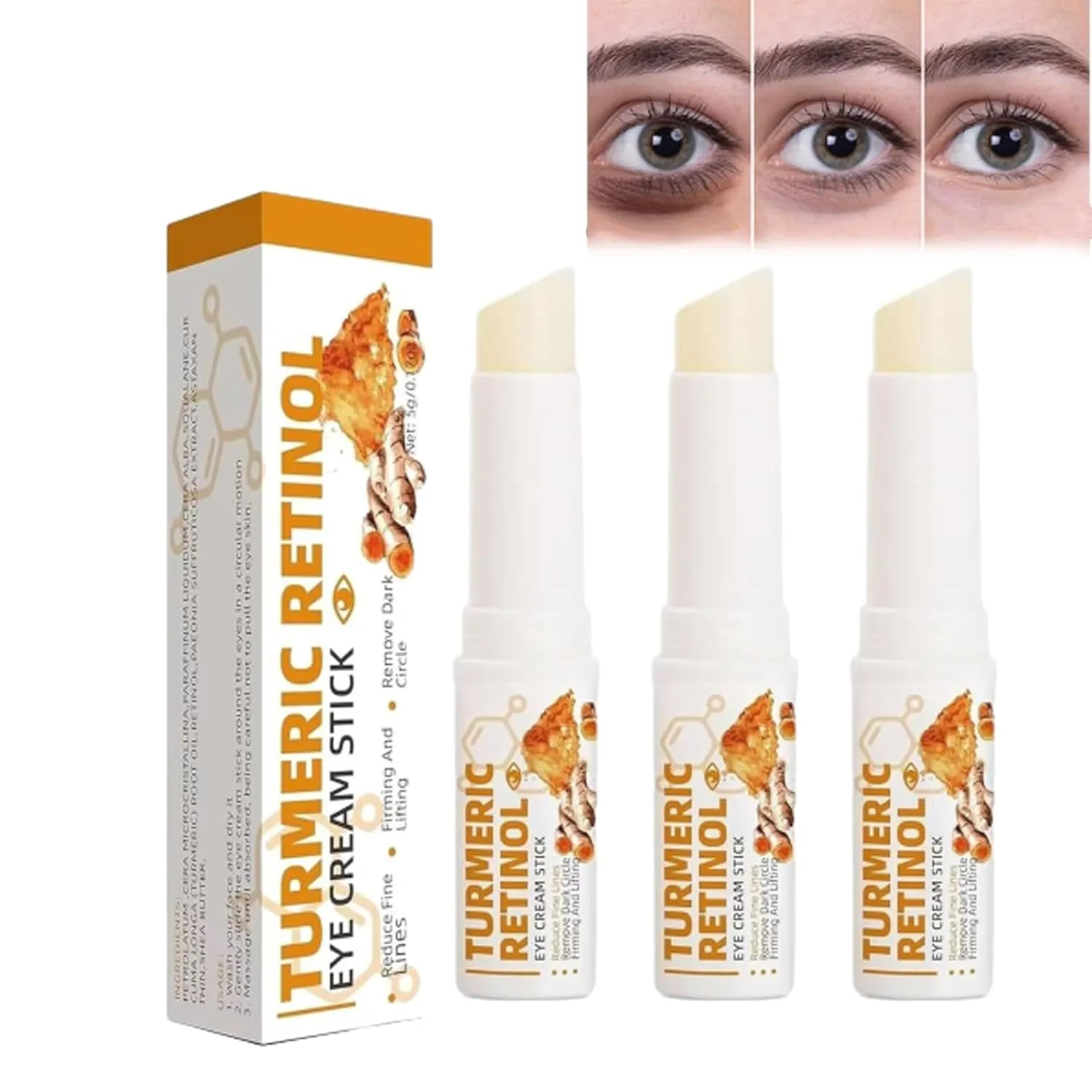 Lumibalm For Under Eye Bags, Lumi Balm For Under Eye Bags, Lumibalm, Lumibalm Eye Bags, Lumistick for Eye Bags, Turmeric Eye Cream Stick, Lumistick Eye Cream Stick (3 PCS, 1)