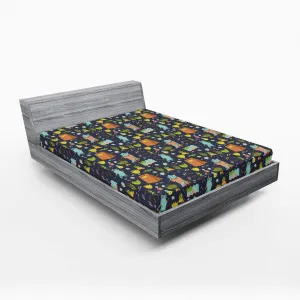 Lunarable Raccoon 2 Pack Fitted Sheet, Summer Camping in Forest, Bed Cover All-Round Elastic Deep Pockets 2 Pieces, Package Contains 2 California King Fitted Sheets, Multicolor