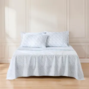 Lush Decor Botanical Leaf and Floral Sheet Set 6 Piece Set King Blue - Floral Bed Sheets - Leaf Print - King Sheets - Farmhouse & Country Cottage Decor