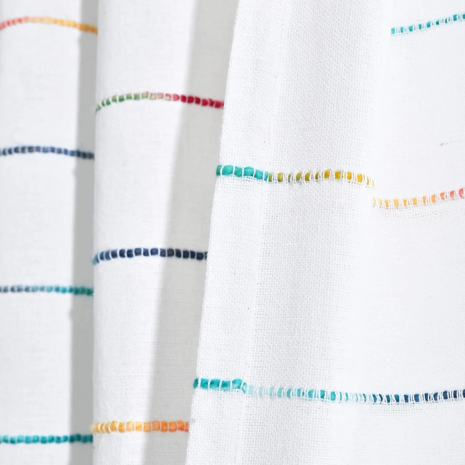 Lush Decor Ombre Stripe Yarn Dyed Cotton Window Curtains Panel Pair, 40" W x 95" L, Rainbow