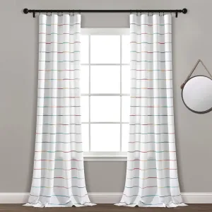 Lush Decor Ombre Stripe Yarn Dyed Cotton Window Curtains Panel Pair, 40" W x 95" L, Rainbow