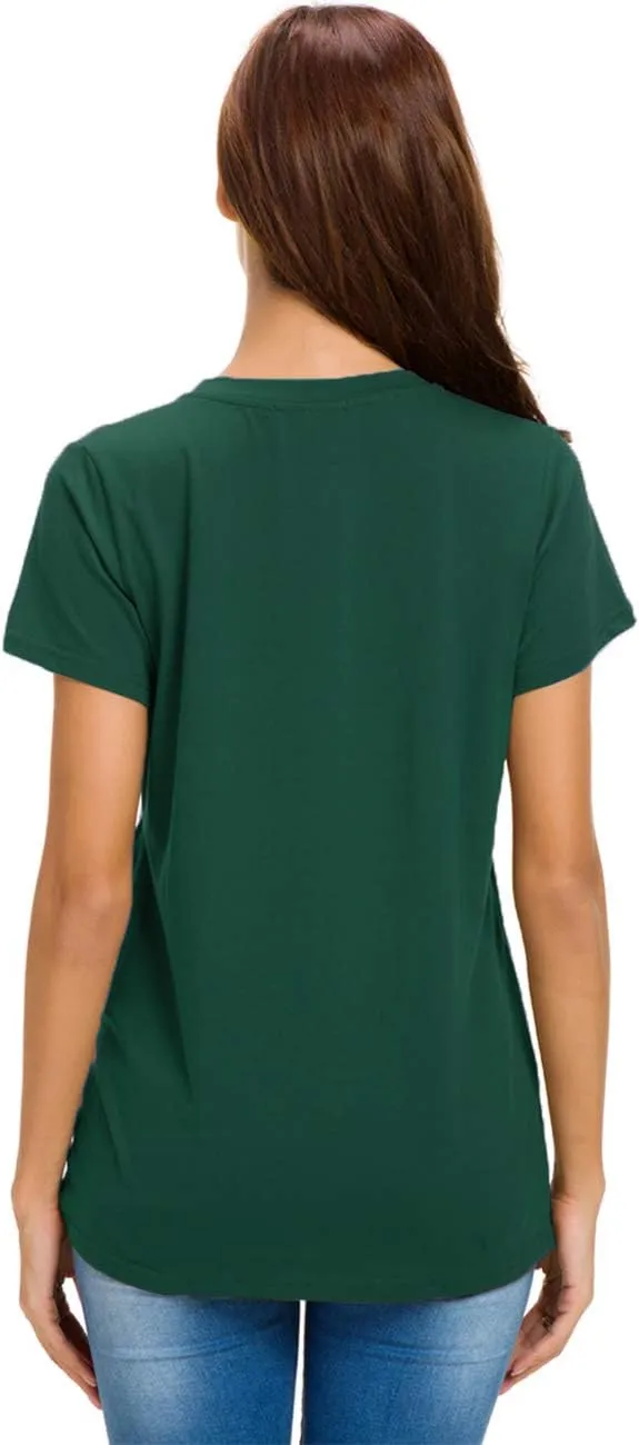 LUSMAY Womens Short Sleeve Loose Twist Knot Front T Shirts Cotton Casual Blouse