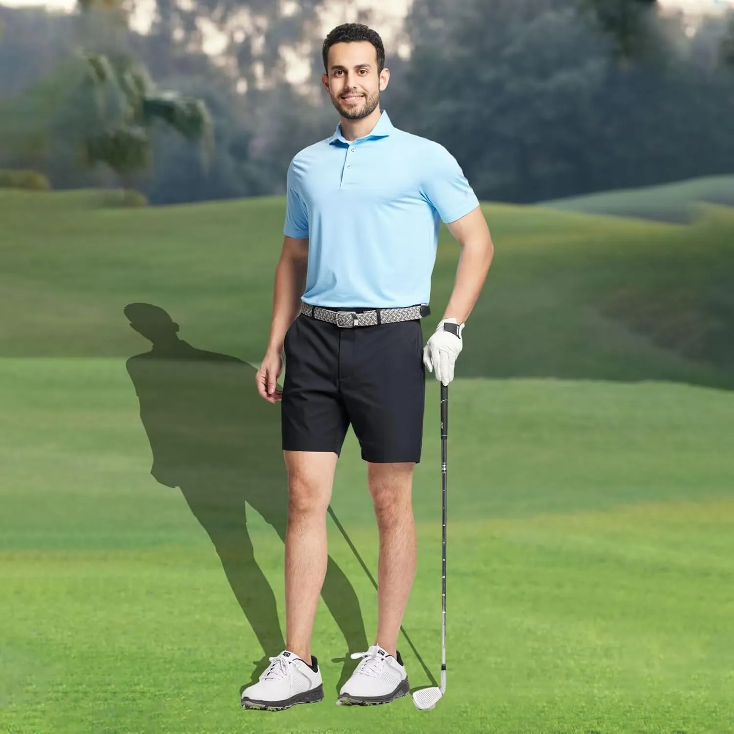 M MAELREG Golf Shorts Men 7 inch 9 inch Quick Dry Stretch Waist Moisture Wicking Water-Repellent Flat Front Flex Mens Shorts