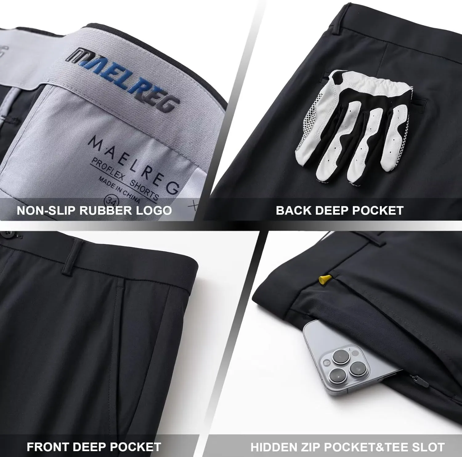 M MAELREG Golf Shorts Men 7 inch 9 inch Quick Dry Stretch Waist Moisture Wicking Water-Repellent Flat Front Flex Mens Shorts