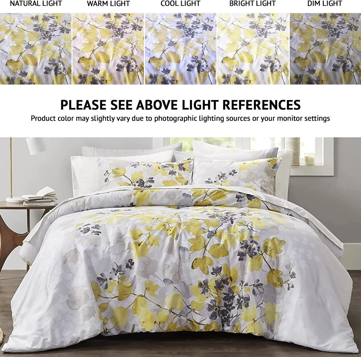 Madison Park Bed in A Bag-Trendy Casual Design Cozy Comforter with Complete Sheet Set with Side Pocket, All Season Cover, Matching Shams, Queen, Leaf Yellow 9 Piece