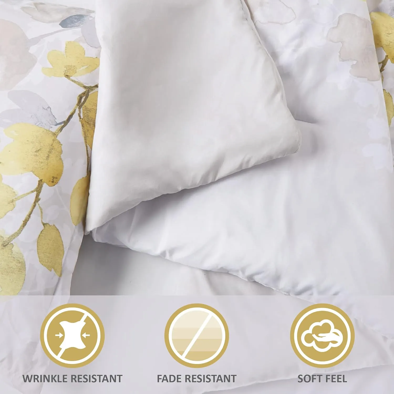 Madison Park Bed in A Bag-Trendy Casual Design Cozy Comforter with Complete Sheet Set with Side Pocket, All Season Cover, Matching Shams, Queen, Leaf Yellow 9 Piece