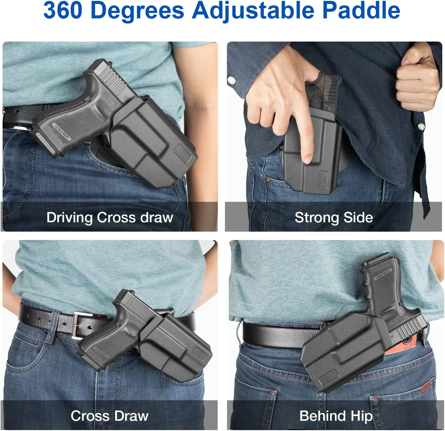 M&P 9MM OWB Holster for S&W M&P 9MM/.40 M2.0 Full Size 4.25'' and Compact 4'' 3.6'' - Soft Silicon Paddle, 360 Degrees Adjustable, Open/Outside Carry - Right Hand