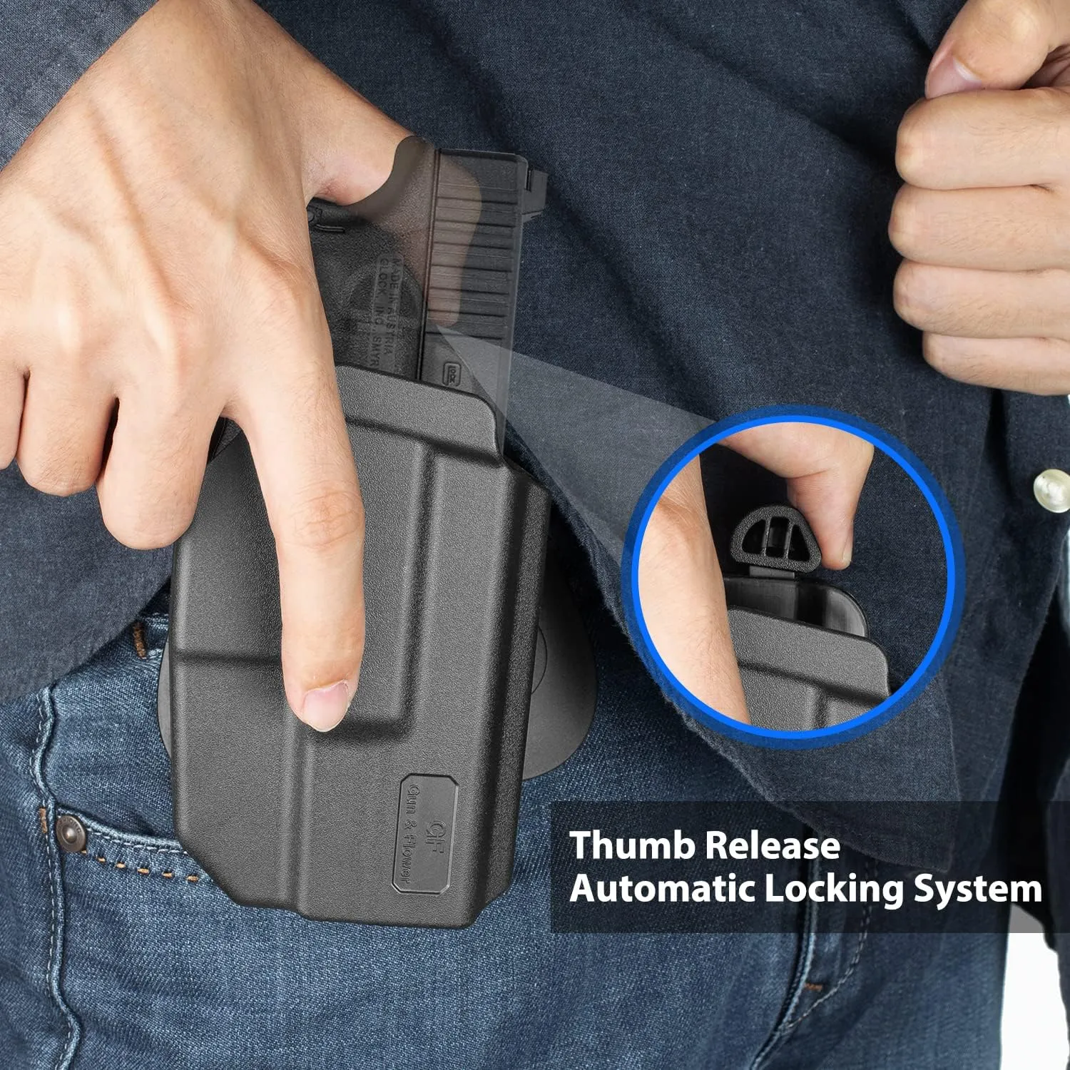 M&P 9MM OWB Holster for S&W M&P 9MM/.40 M2.0 Full Size 4.25'' and Compact 4'' 3.6'' - Soft Silicon Paddle, 360 Degrees Adjustable, Open/Outside Carry - Right Hand