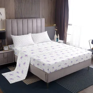 Manfei Purple Cartoon Bowknot Kids Sheet Full Size,Cute Bow Tie Knot Princess Girls Bedding Set,Geometric Dots Patchwork Romantic Chic Bed Sheet Set 4pcs(Fitted   Flat   2 Pillowcases)