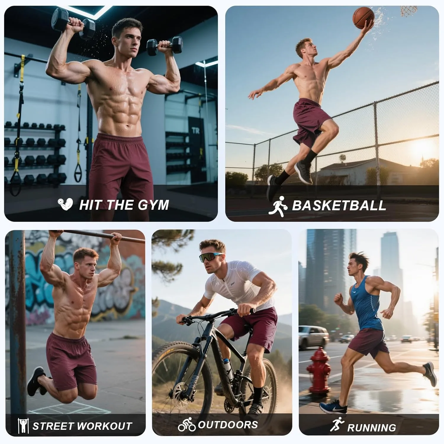 Mans Athletic Gym Shorts - Quick Dry Lightweight Training Shorts