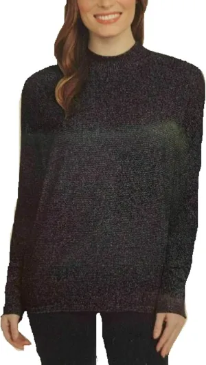 Matty M Ladies' Mock Neck Top (Charcoal, Medium)