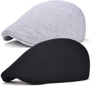 Men Cotton Newsboy Cap Soft Fit Cabbie Hat