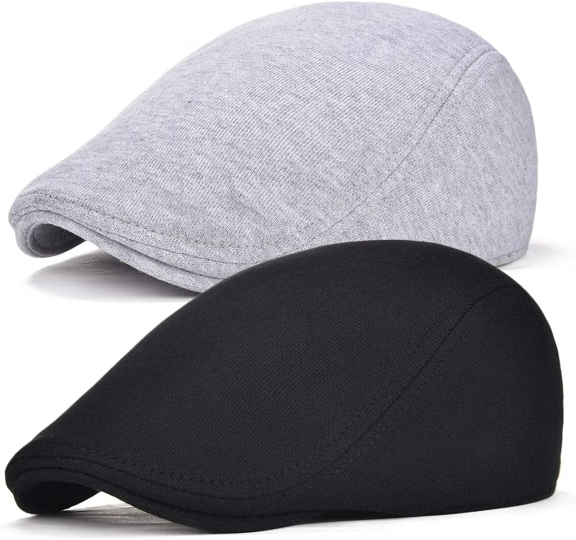 Men Cotton Newsboy Cap Soft Fit Cabbie Hat