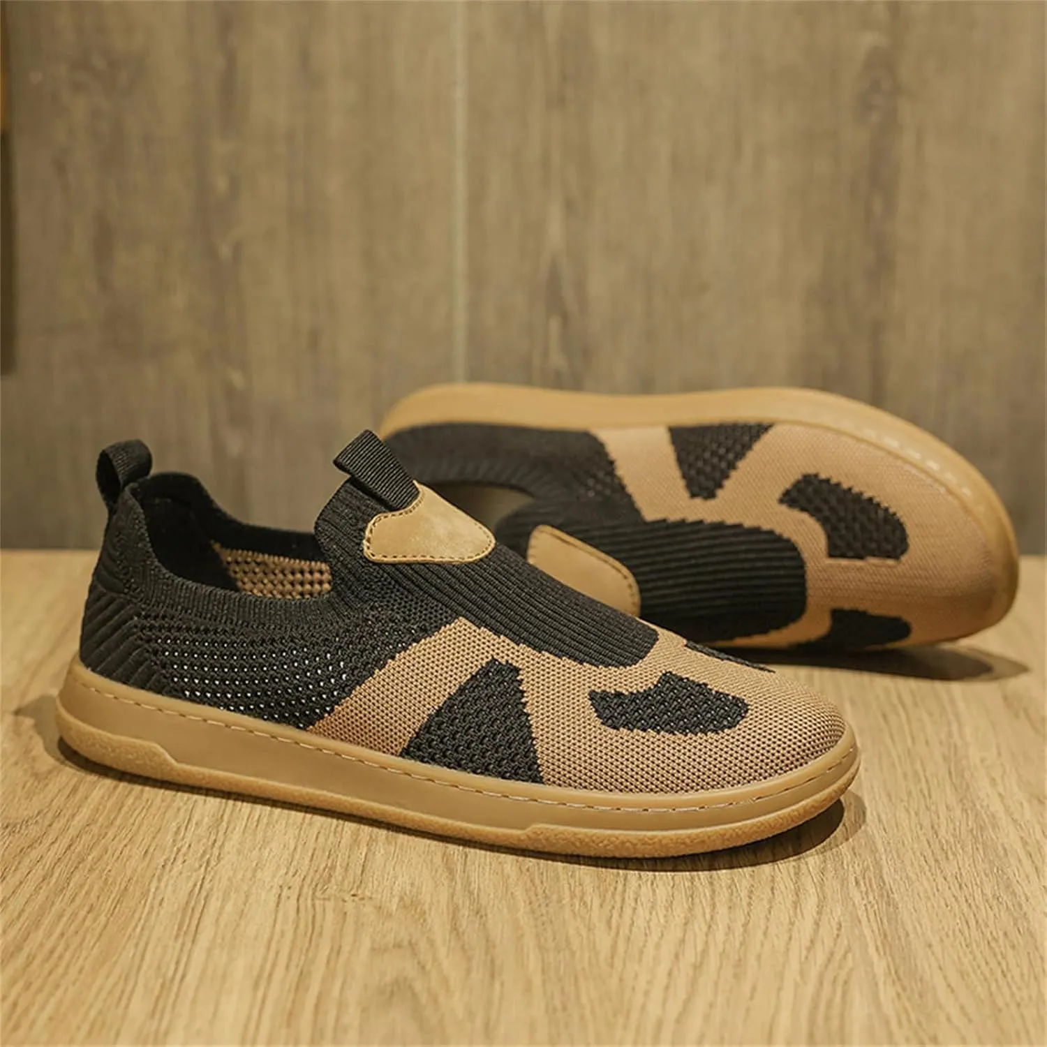 Men's Fashion Slip-On Canvas Barefoot Shoes Minimalist Wide Toe Zero Drop Sneakers Lightweight Breathable Mesh Loafers for Walking Running Daily
