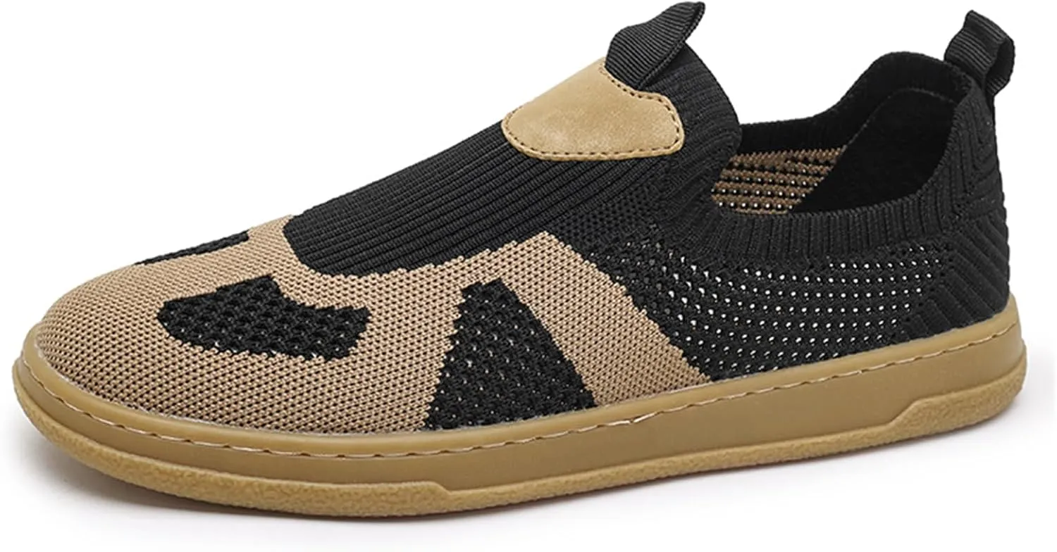 Men's Fashion Slip-On Canvas Barefoot Shoes Minimalist Wide Toe Zero Drop Sneakers Lightweight Breathable Mesh Loafers for Walking Running Daily