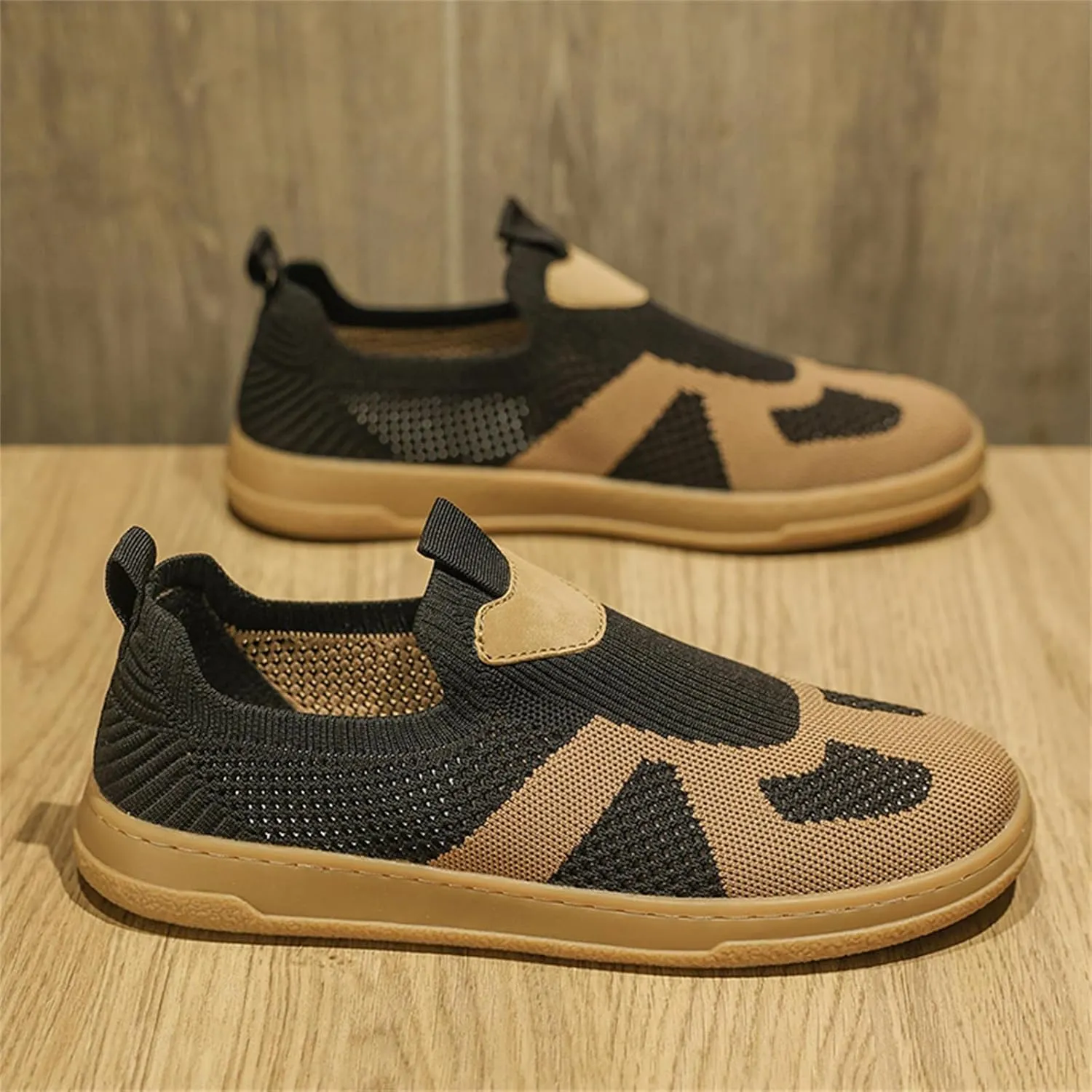 Men's Fashion Slip-On Canvas Barefoot Shoes Minimalist Wide Toe Zero Drop Sneakers Lightweight Breathable Mesh Loafers for Walking Running Daily
