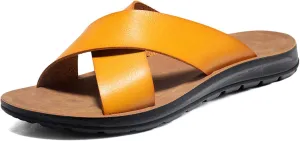 Men's Sandals Cross Slides Soft Cushion Footbed Comfort Athletic Slippers Indoor and Outdoor Beach Sandals Quick-Dry