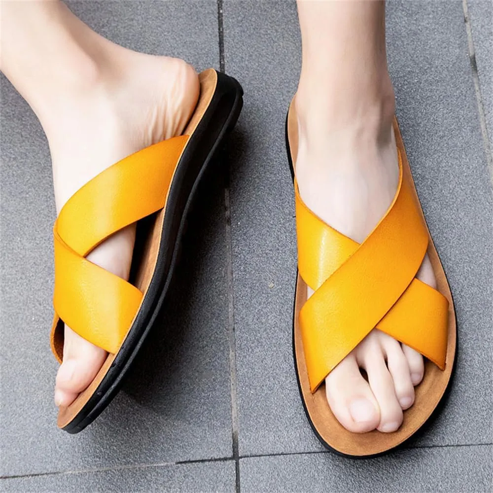 Men's Sandals Cross Slides Soft Cushion Footbed Comfort Athletic Slippers Indoor and Outdoor Beach Sandals Quick-Dry